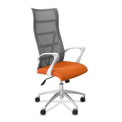 Кресло Топ X белый каркас сетка/ткань TW / черная/ оранжевая