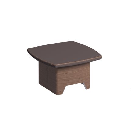 Журнальный столик, кожаный топ, металл. вставки в опоре кожа коричневая