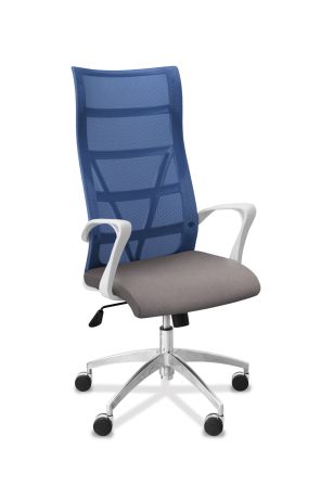 Кресло Топ X белый каркас сетка/ткань Bahama / синяя/серая