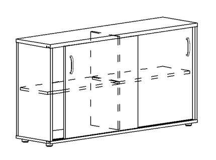 Шкаф-купе низкий (для 2-х столов 80) антрацит премиум / натуральный дуб