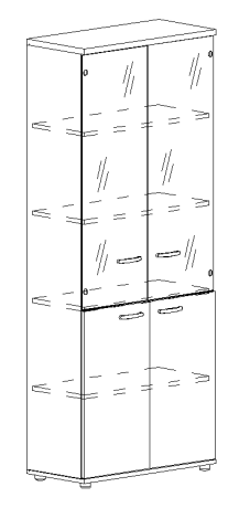 Шкаф для документов со стеклянными прозрачными дверьми дуб шамони / белый премиум