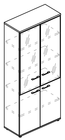 Шкаф со стеклянными дверьми в алюминиевой рамке (топ ДСП) вяз либерти / мокко премиум