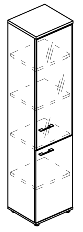 Шкаф узкий стеклянные дери в рамке правый (топ ДСП)  вяз либерти / вяз либерти