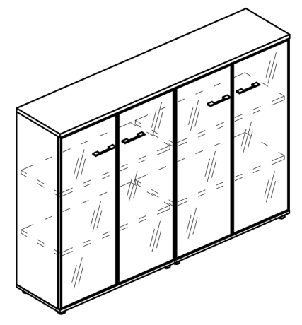 Шкаф средний двери стекло в рамке (топ ДСП) вяз либерти / мокко премиум