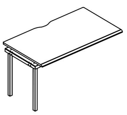 Секция стола станции на металлокаркасе МТ (1 скос)  вяз либерти / белый, вставка белая
