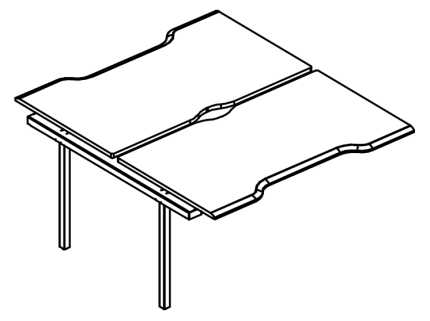 Секция стола Симметрия на каркасе МТ 1 скос (2х160)  вяз либерти / белый, вставка белая