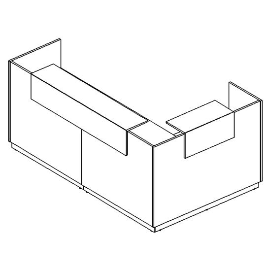 Стойка ресепшен угловая левая белый премиум / антрацит премиум / дуб шамони