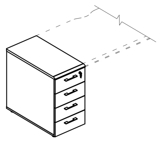 Тумба приставная 4-х ящичная с замком (1 скос) мокко премиум / мокко премиум / мокко премиум